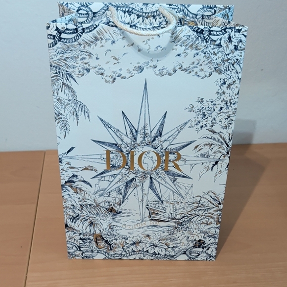 Dior Blue and White Gift Bag with Gold Logo - Picture 1 of 2